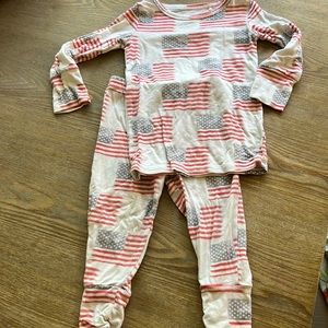 Little Pajama Co bamboo pajamas, flag print, 12-18 months